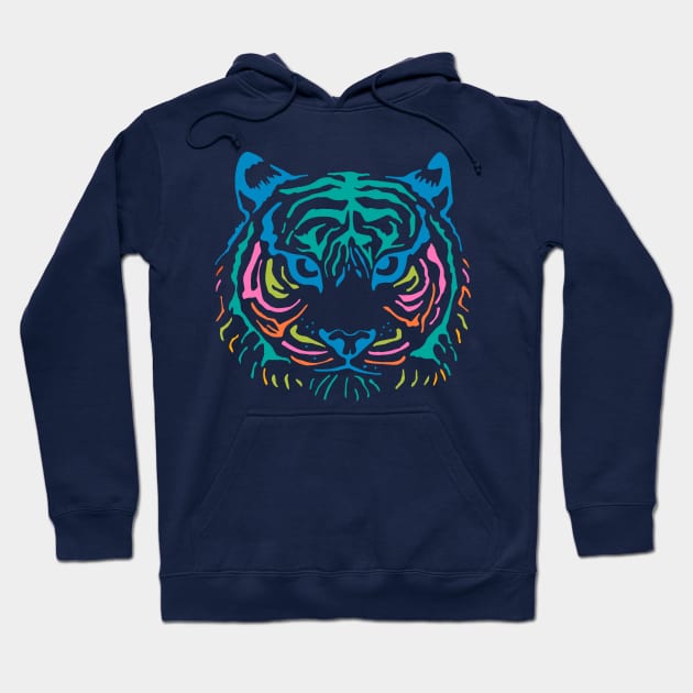 TIGER'S EYE Staring Wild Big Cat Tiger Face Head in Rainbow Colours - UnBlink Studio by Jackie Tahara Hoodie by UnBlink Studio by Jackie Tahara